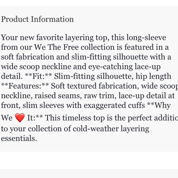 Free People Laced Up Layering Top Size Large NWT - Picture 15 of 15